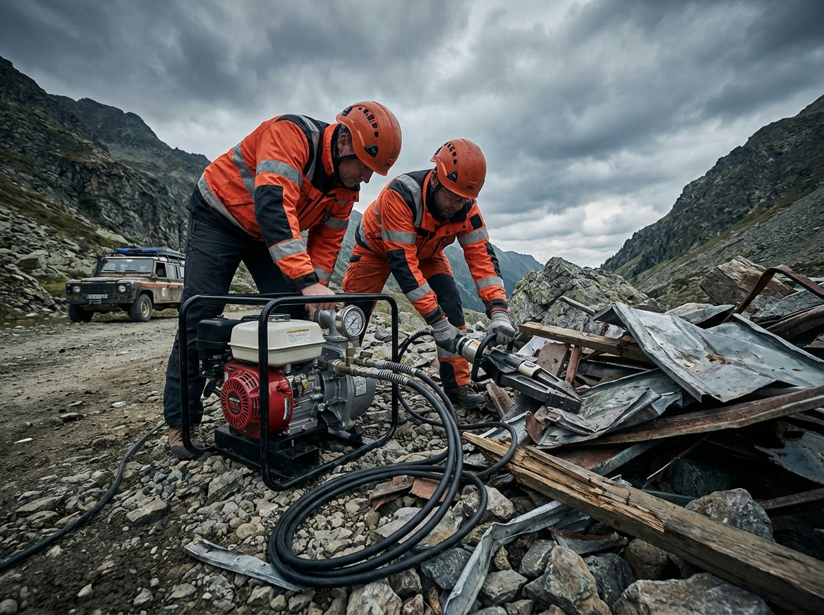 Компактная бензиновая автономная гидростанция для аварийно-спасательных работ МЧС в труднодоступных местах без электроснабжения