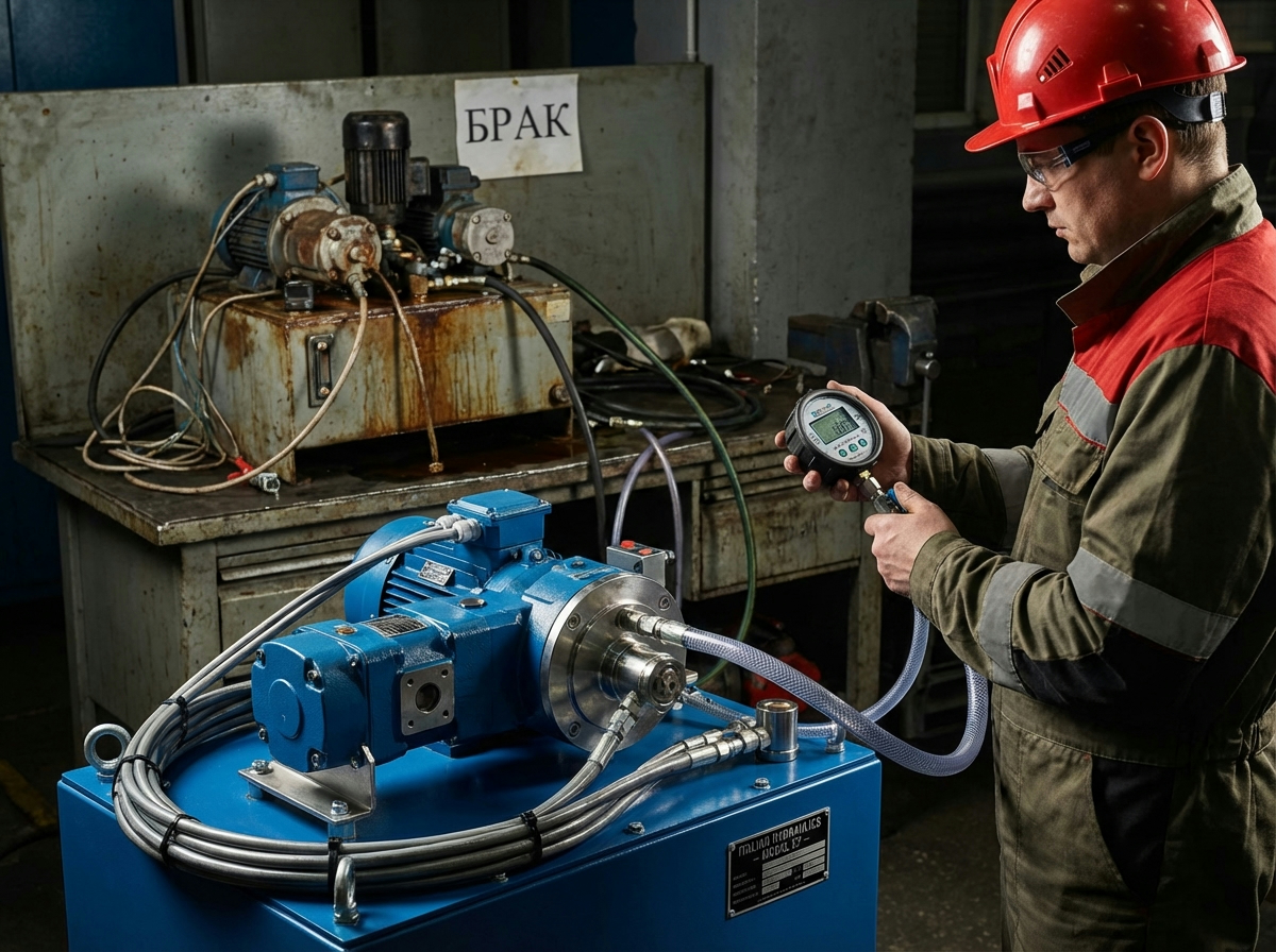 Контроль качества маслостанции российской сборки с итальянскими комплектующими - проверка правильной установки насоса