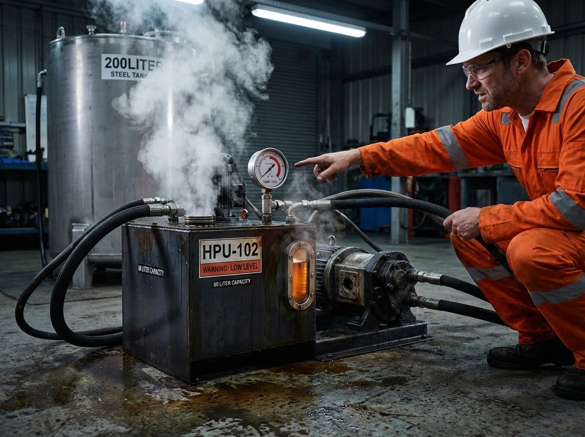 Перегрев масла в маленьком гидробаке - последствия неправильного расчета объема резервуара маслостанции