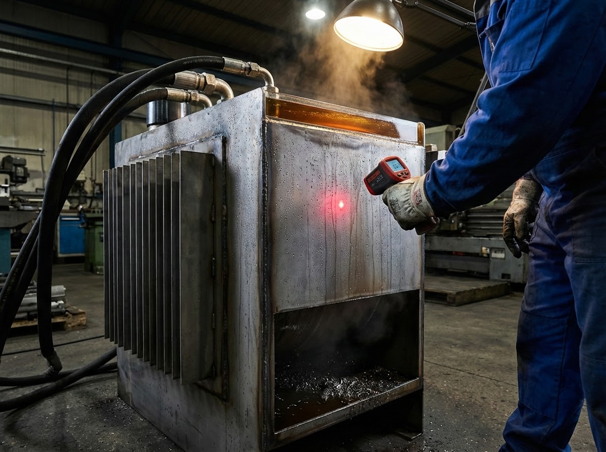 Процесс охлаждения гидравлического масла через стенки бака - теплоотвод и отстаивание загрязнений на дне резервуара