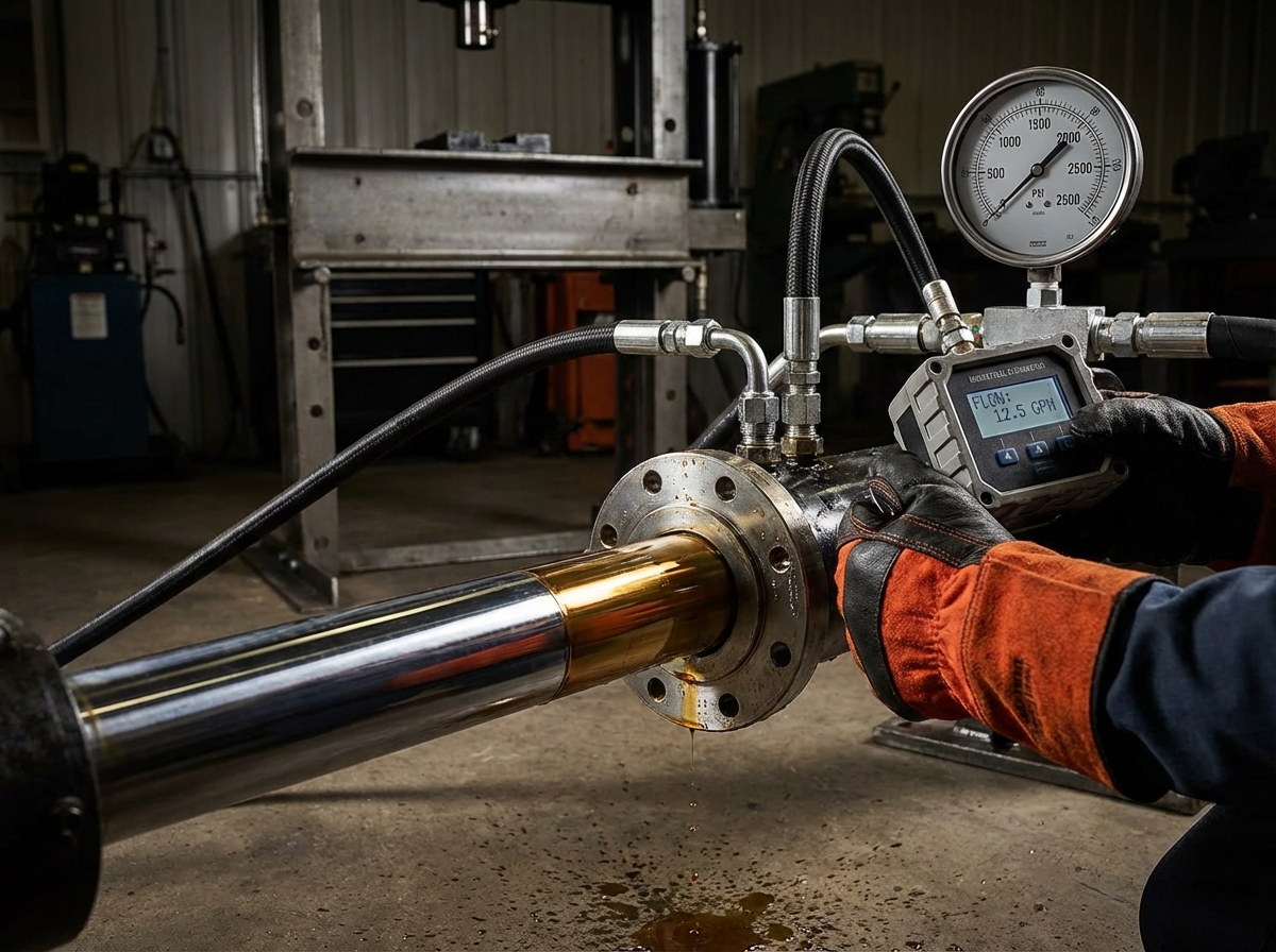 Измерение реального потока масла в гидроцилиндре - производительность под нагрузкой отличается от паспортной