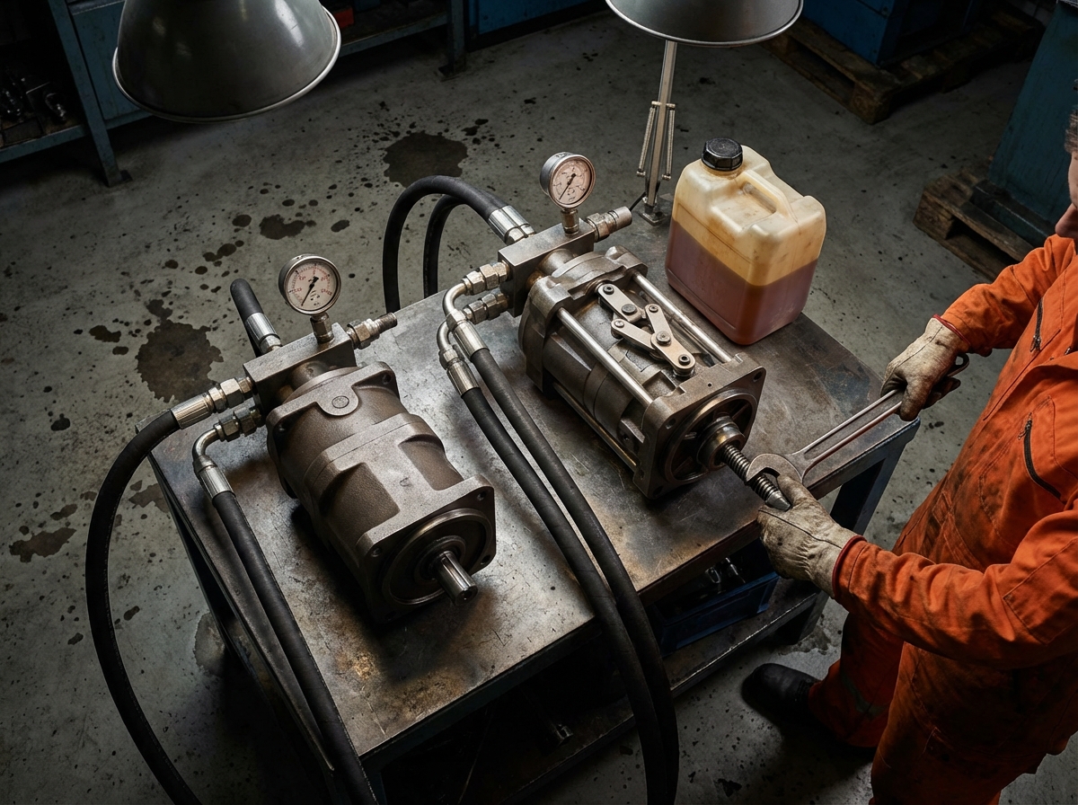 Сравнение регулируемого и нерегулируемого аксиально-поршневого гидромотора - разница в конструкции наклонной шайбы