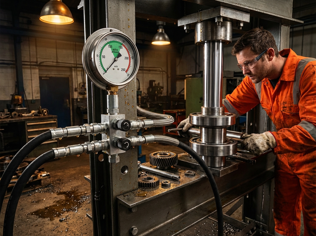 Двунаправленный гидравлический дроссель на прессе для запрессовки подшипников - независимая регулировка скорости выдвижения и втягивания штока