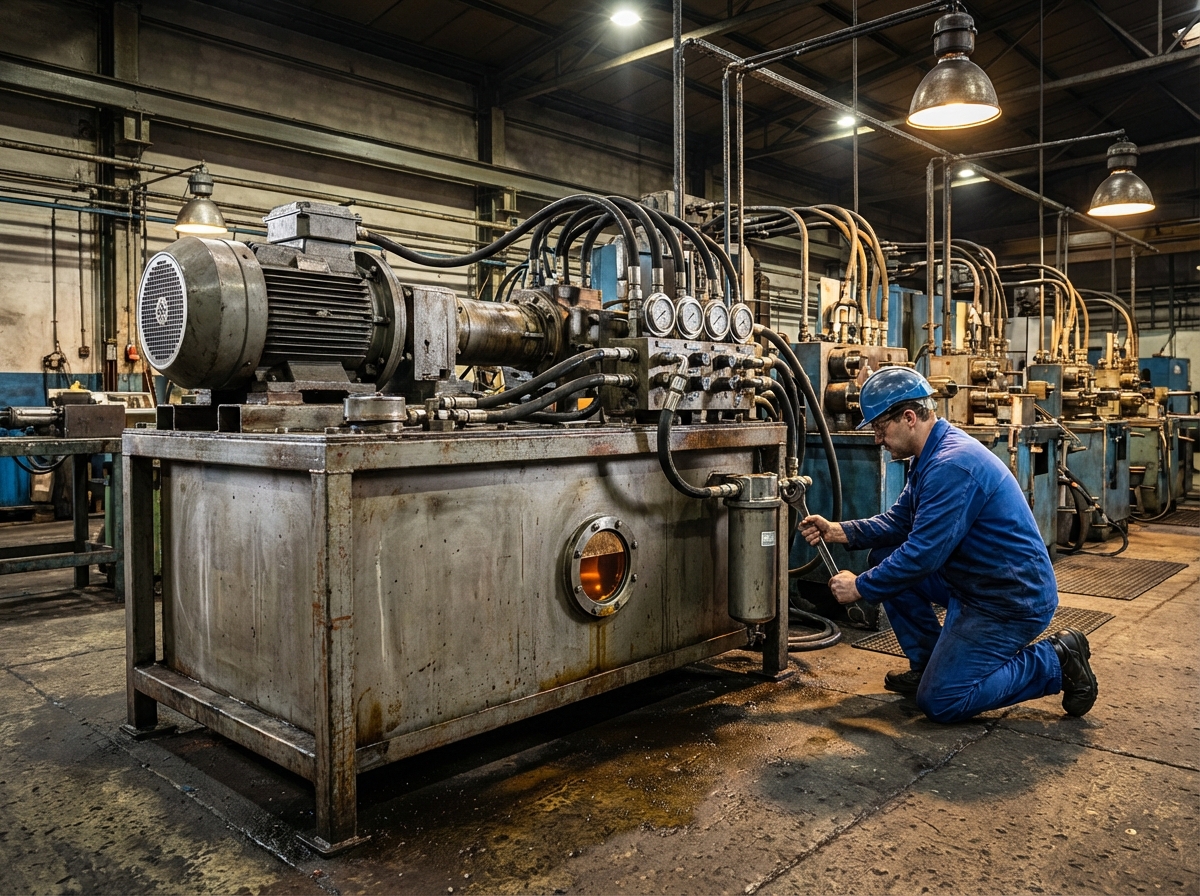 Маслостанция волочильного стана: гидравлическая станция с насосом и распределительной системой для питания нескольких тяговых барабанов