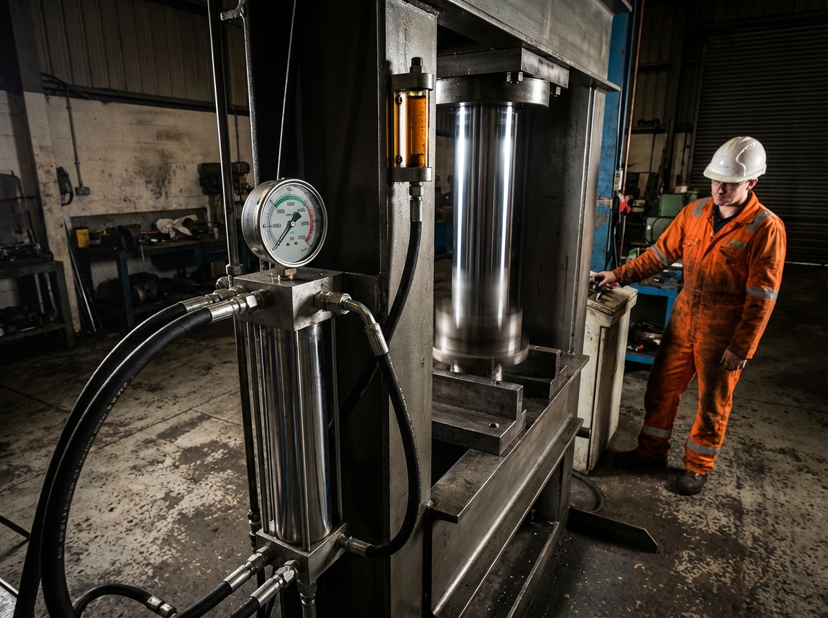 Плавная работа гидроцилиндра пресса с пропорциональным управлением - точная регулировка скорости и давления без ударов и деформации деталей