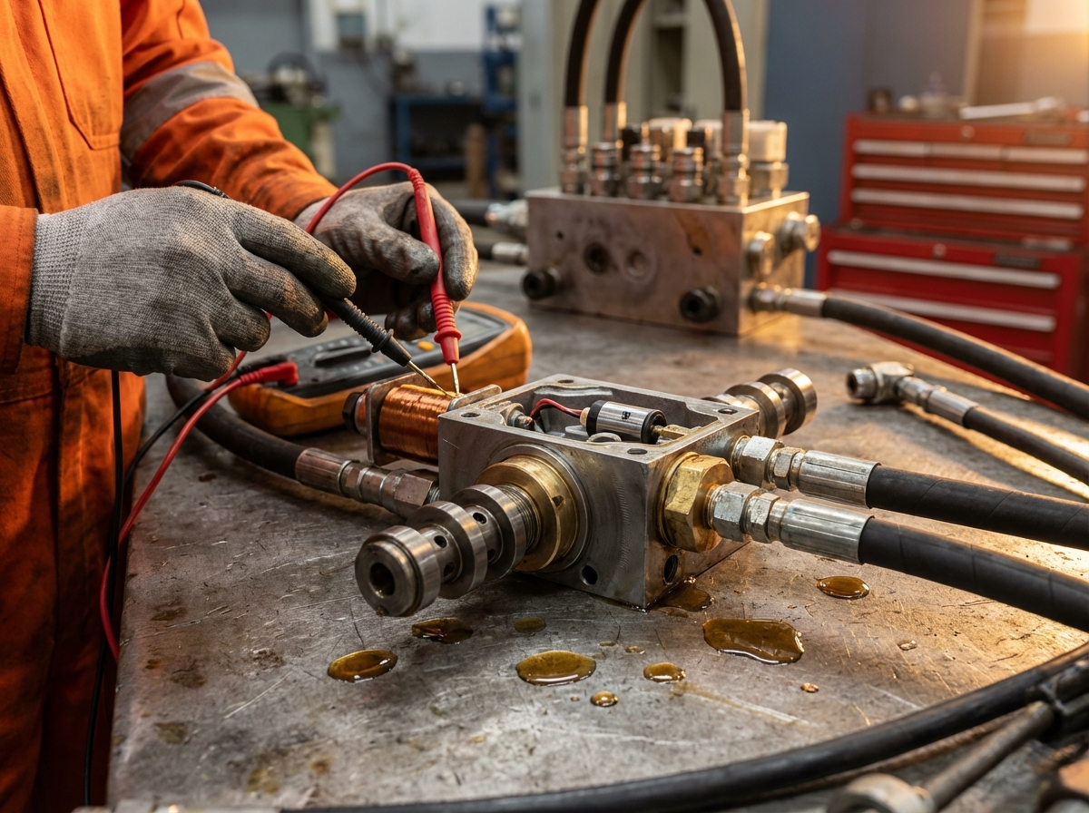 Устройство пропорционального клапана с золотником и датчиком положения при техническом обслуживании