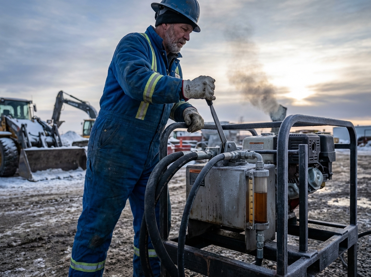Ручное или электроуправление маслостанцией: разбираемся что кому нужно 2 - Производство гидравлического оборудования Передвижная маслостанция с ручным управлением на стройплощадке - надежная работа в тяжелых условиях без электроники