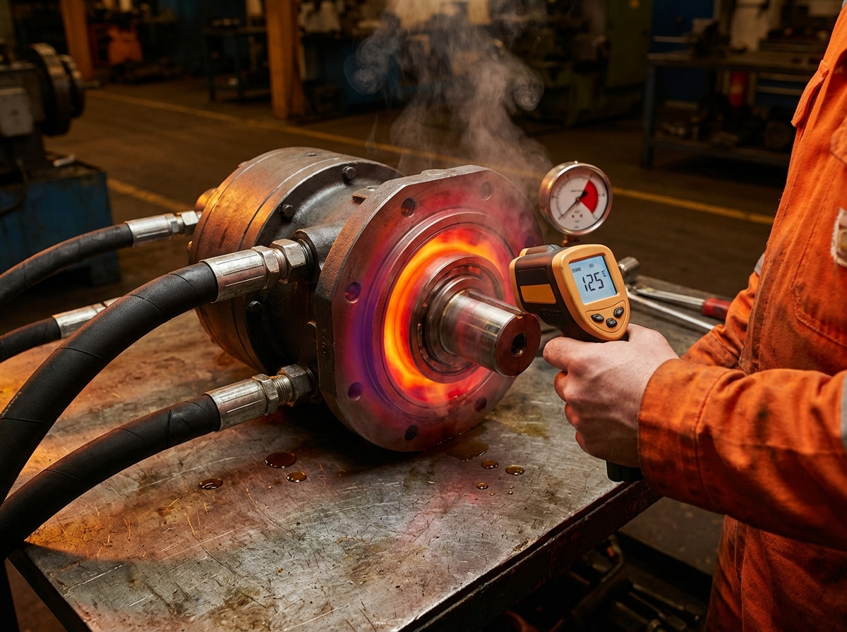 Перегрев подшипников гидромотора из-за повышенной скорости вращения при избыточном расходе масла